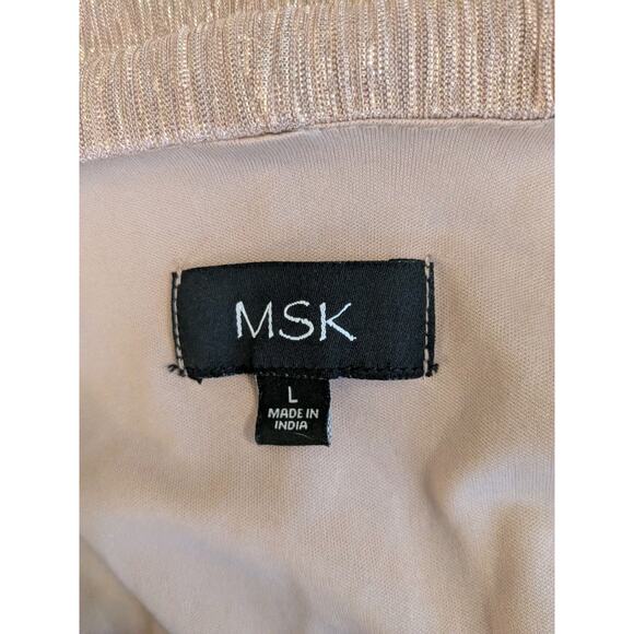 MSK 3/4 split sleeve embellished fit + flare midi dress size Lg Color: Mauve - Picture 7 of 9